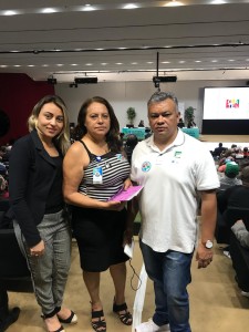 Os diretores do Sindate-DF Josy Jacob, Elza Aparecida e Newton Batista participaram do debate.