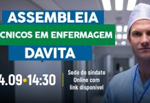 Sindate convoca Assembleia Geral para Técnicos em Enfermagem da rede DaVita